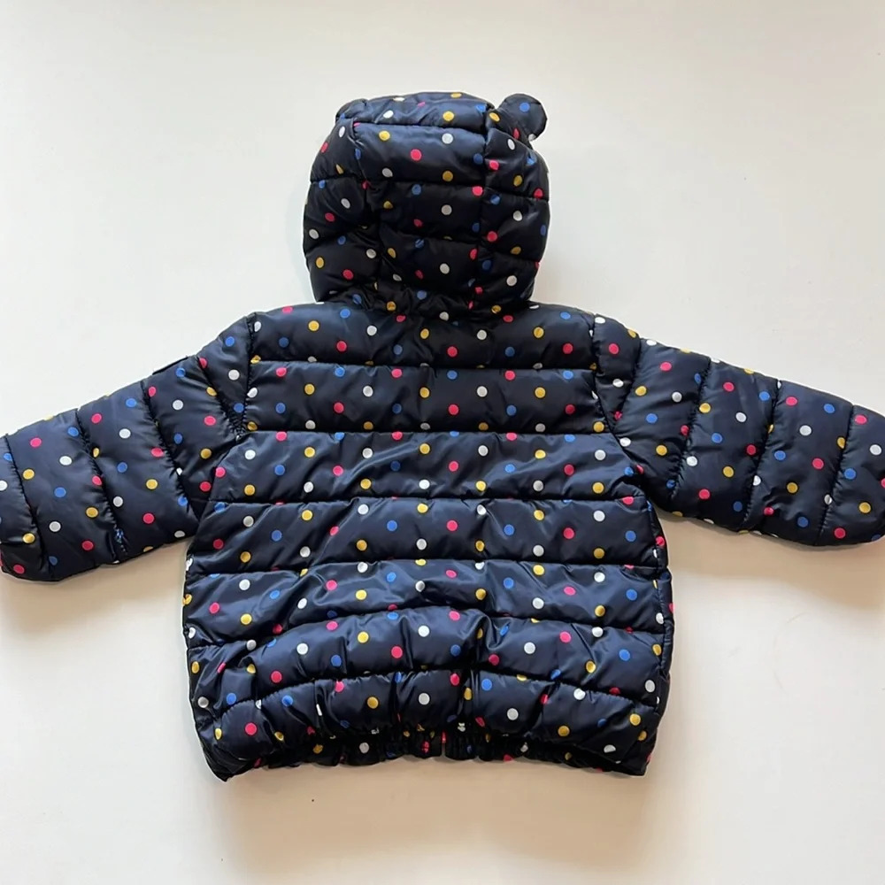 Gap - 6-12m, navy polka dot puffer coat, light weight - Picture 2 of 7
